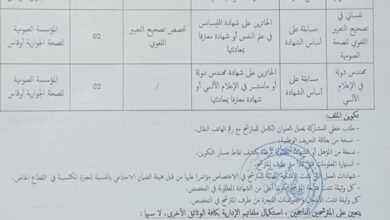اعلان توظيف بالمؤسسة العمومية للصحة الجوارية اوقاس