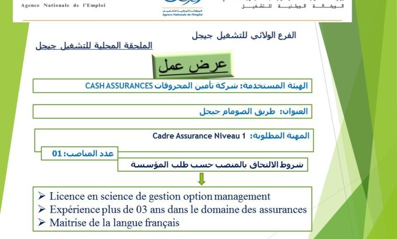 اعلان توظيف بشركة التأمين المحروقات CHASH ASSURANCES بجيجل