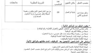 اعلان توظيف بمديرية الادارة المحلية لولاية تندوف