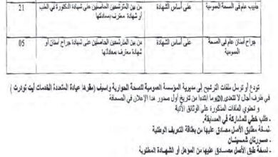 اعلان توظيف بمؤسسة العمومية للصحة الجوارية واسيف تيزي وزو
