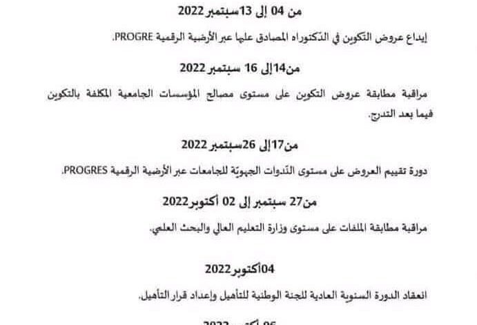 الاعلان عن موعد مسابقات الدكتوراه من طرف المؤسسات الجامعية 2023/2022
