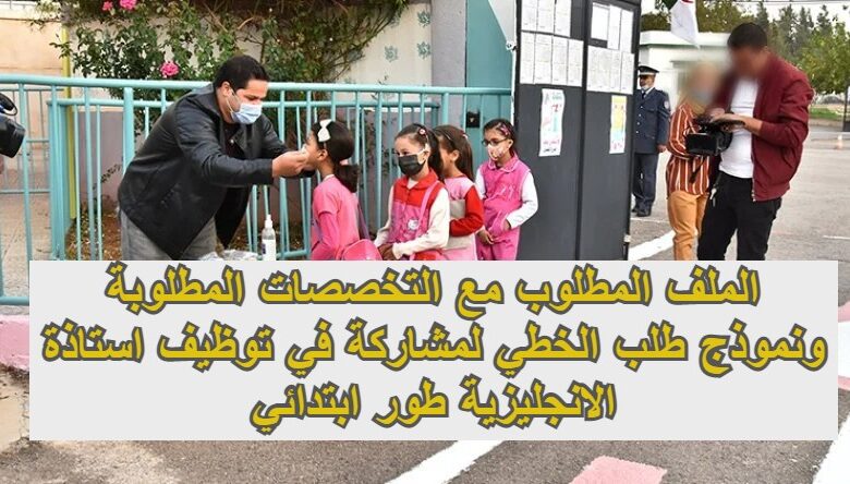 الملف المطلوب مع التخصصات المطلوبة ونموذج طلب الخطي لمشاركة في توظيف استاذة الانجليزية طور ابتدائي