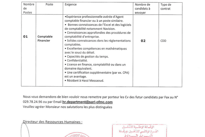 عرض عمل بشركة OFMC
