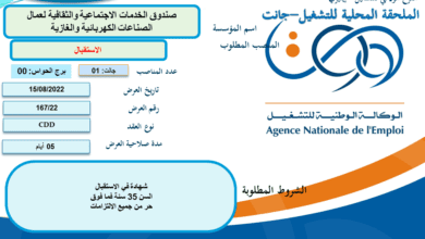 عرض عمل بالصندوق الخدمات الاجتماعية والثقافية لعمال الصناعات الكهربائية والغازية بجانت