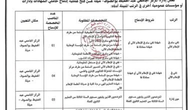 المركز الجامعي عبد الحفيظ بوالصوف ميلة يعلن عن فتح عملية الادماج حاملي الشهادات