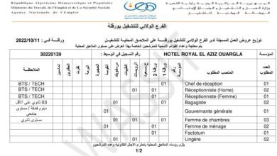 عرض عمل بفندق روايال العزيز ورقلة HOTEL ROYAL AZIZ OUARGLA