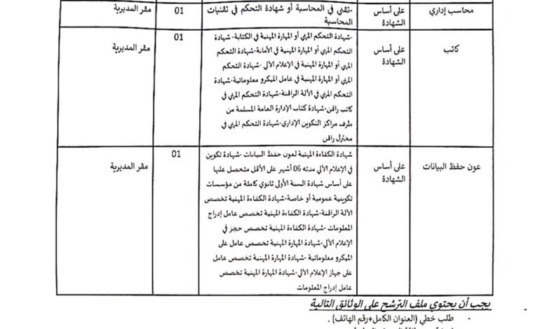 اعلان توظيف بمديرية التعمير والهندسة المعمارية والبناء لولاية تيميمون