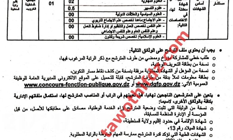اعلان توظيف بمديرية الخدمات الجامعية الخروب قسنطينة