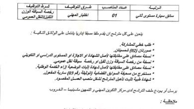 اعلان توظيف بمركز التكوين المهني والتمهين الشهيد سعادة صالح بالخروب بولاية قسنطينة