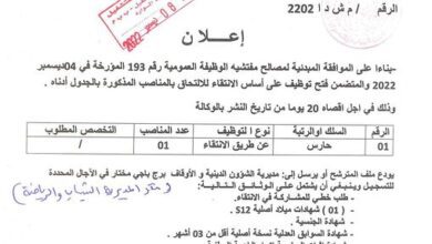 اعلان توظيف بمديرية الشؤون الدينية والأوقاف برج باجي مختار