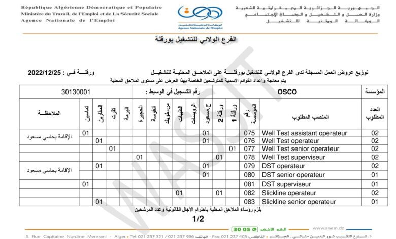 عرض عمل بشركة اوسكو osco الأجنبية