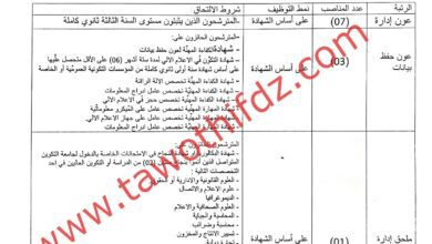 اعلان توظيف بمديرية التربية عين قزام 43 منصب اداري ومهني