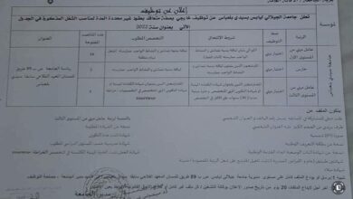اعلان توظيف جامعة الجيلالي ليابس بسيدي بلعباس