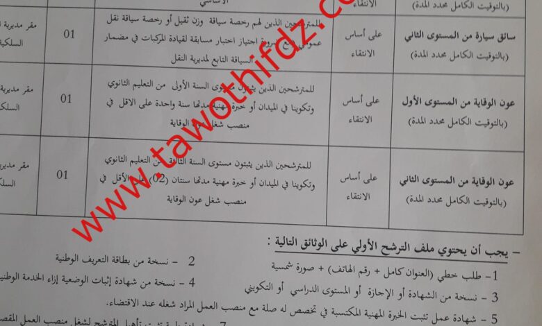 اعلان توظيف بمديرية البريد والمواصلات السلكية واللاسلكية لولاية عين صالح