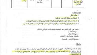 اعلان توظيف بالمركز الوطني للوثائق التربوية باتنة