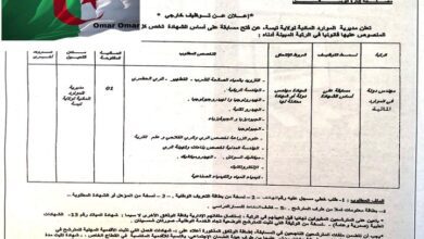 اعلان توظيف بمديرية الموارد المائية لولاية تبسة
