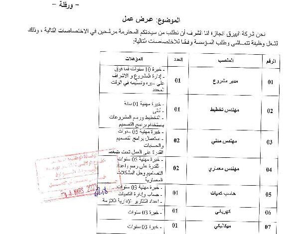 عرض عمل بشركة البيرق انجاز مشروع ورقلة 2400 مسكن