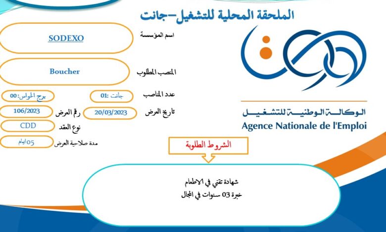 عرض عمل بشركة سوديسكو SODEXO