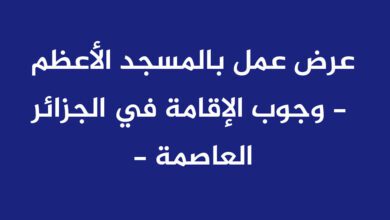 مطلوب 50 عامل تقني في الكهرباء والترصيص ومختصين في التبريد بالمسجد الأعظم في الجزائر