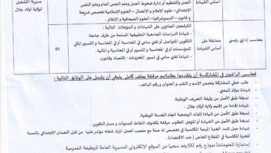 اعلان توظيف بمديرية التشغيل لولاية أولاد جلال اداريين