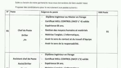 عرض عمل بمؤسسة TSP المختصة في البترول 46 منصب