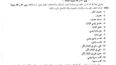 تنظم جامعة التكوين المتواصل دورة وطنية لإجراء المسابقات والامتحانات المهنية بعنوان سنة 2023