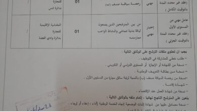 اعلان توظيف بمديرية التجارة والترقية الصادرات لولاية الشلف
