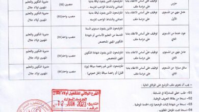 اعلان توظيف بمديرية التكوين و التعليم المهنيين أولاد جلال
