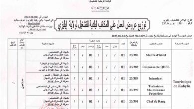 عروض عمل بوكالة التشغيل ايليزي 50 منصب
