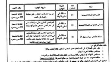 اعلان توظيف بمديرية الخدمات الجامعية بالشلف