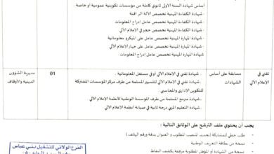اعلان توظيف بمديرية الشؤون الدينية والأوقاف بني عباس