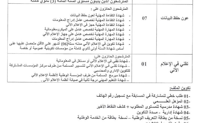 اعلان مسابقة توظيف بمديرية التربية لولاية ورقلة اداريين وعمال مهنيين