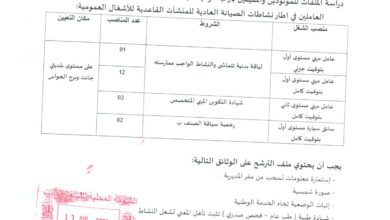 اعلان توظيف بمديرية الادارة المحلية لولاية جانت