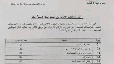 اعلان توظيف عن طريق التكفل بوزارة إقتصاد المعرفة والمؤسسات الناشئة