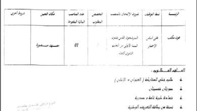 اعلان توظيف بالمعهد الوطني المتخصص في التكوين المهني بمنصورة تلمسان