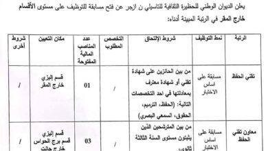 اعلان توظيف بالديوان الوطني للحظيرة الثقافيىة للتاسيلي ن ازجر ايلزي