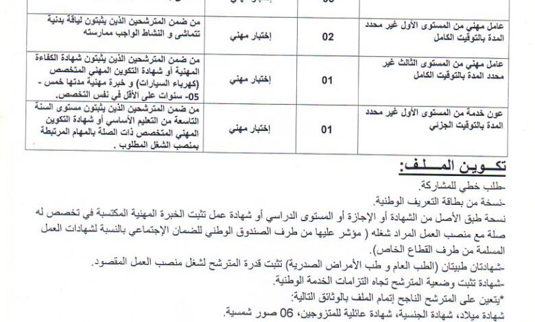 اعلان توظيف ببلدية برباشة ولاية بجاية