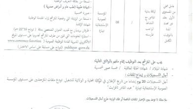 اعلان توظيف بالمؤسسة العمومية الاستشفائية تيبازة