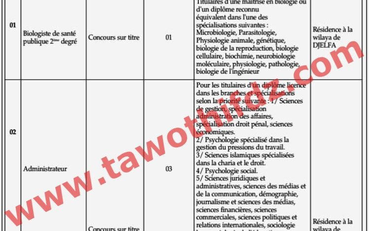 اعلان توظيف بمعهد التكوين الشبه طبي بالجلفة 02