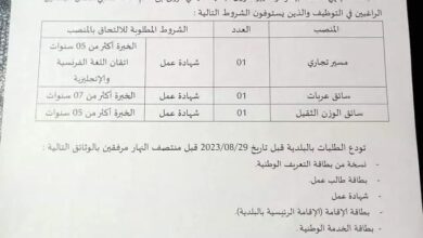 اعلان توظيف بالمؤسسة الوطنية للهندسة المدنية والبناء GCB سيدي لزرق غليزان