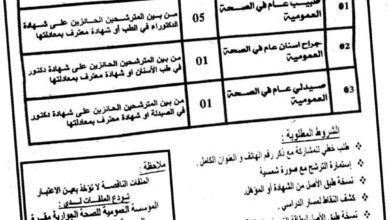 اعلان توظيف بالمؤسسة العمومية للصحة الجوارية مقرة المسيلة