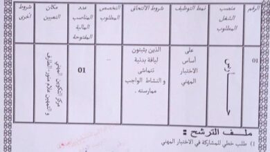 اعلان توظيف بمركز التكوين المهني والتمهين علام منور الطارف