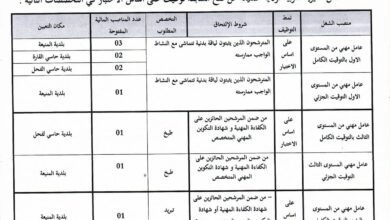 اعلان توظيف بمديرية التربية لولاية المنيعة