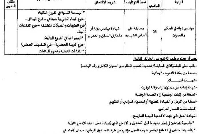 اعلان توظيف بمديرية الادارة المحلية لولاية توقرت