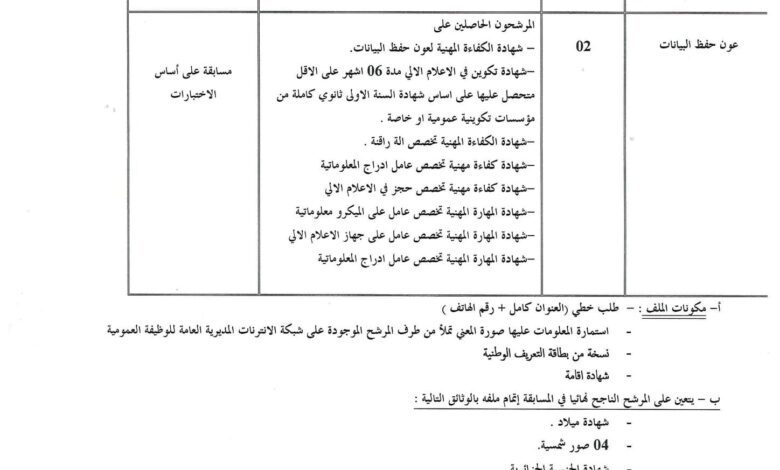 اعلان توظيف بالمؤسسة العمومية الاستشفائية محاد عبد القادر بالجلفة