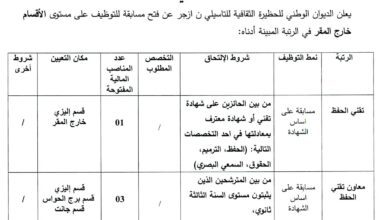 اعلان توظيف بديوان الوطني للحظيرة الثقافية للتاسيلي ن ازجر