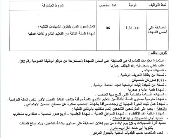 اعلان توظيف بمديرية التربية لولاية أدرار 34 منصب اداري