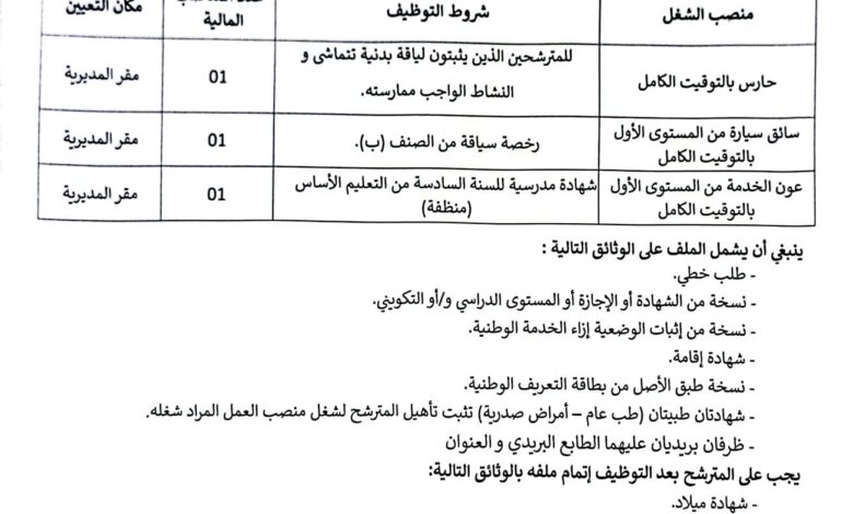 اعلان توظيف بمديرية الطاقة والمناجم لولاية تيميمون