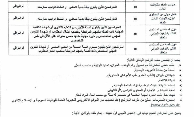 اعلان توظيف بالمركز الجزائري لمراقبة النوعية و الرزم لولاية أم البواقي وباتنة والشلف