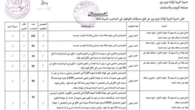 اعلان توظيف بمديرية التربية لولاية تيزي وزو 173 منصب